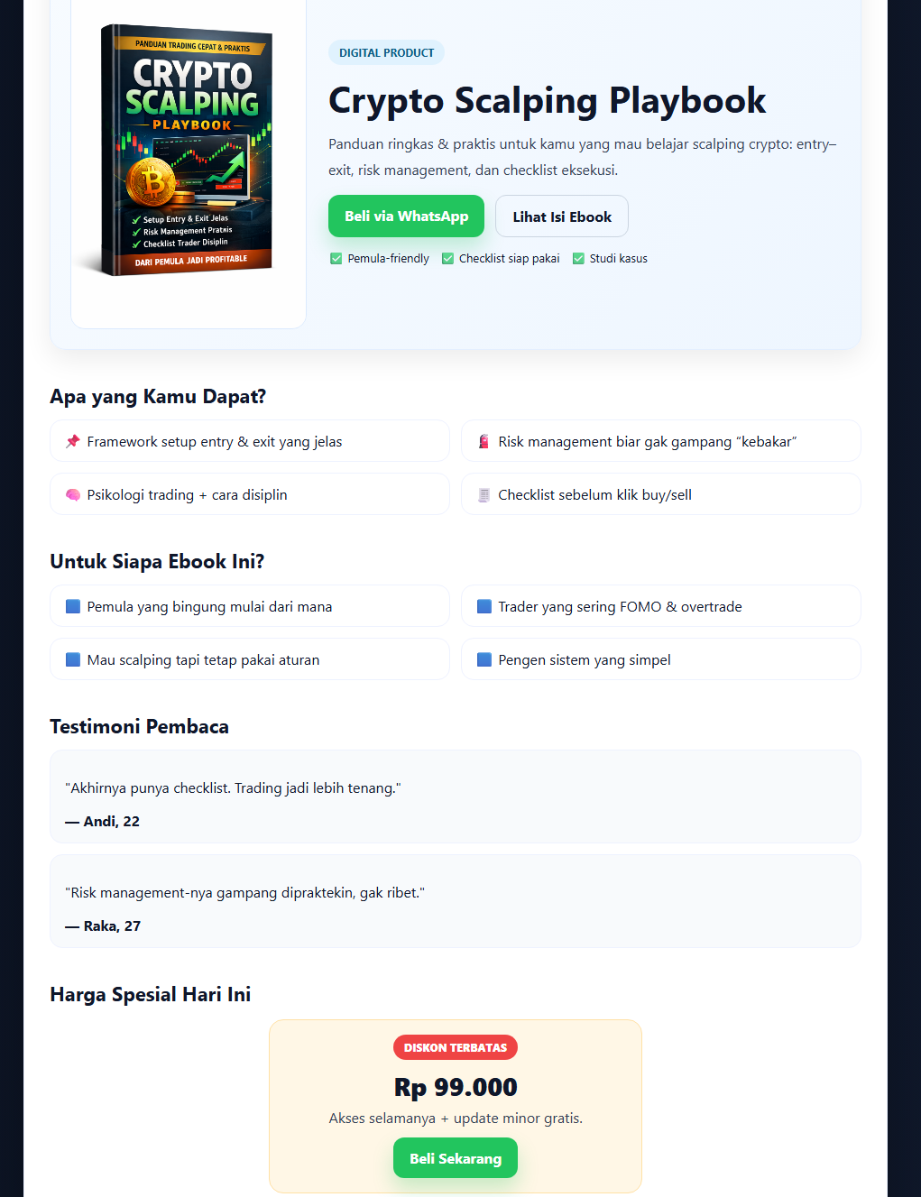 Landing Page Ebook Trading